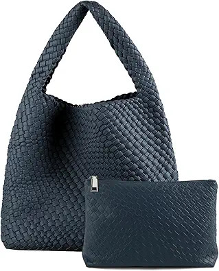 Woven Tote Bag For Women,Vegan Leather Hand Woven Handbags And Purse,Shoulder Bag Top-Handle Bag ... | Amazon (US)