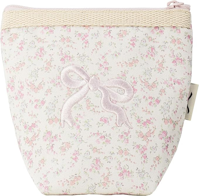 Floral Mini Makeup Bag Cosmetic Bags, Aesthetic Embroidered Coquette Makeup Bag for Women, Flower... | Amazon (US)