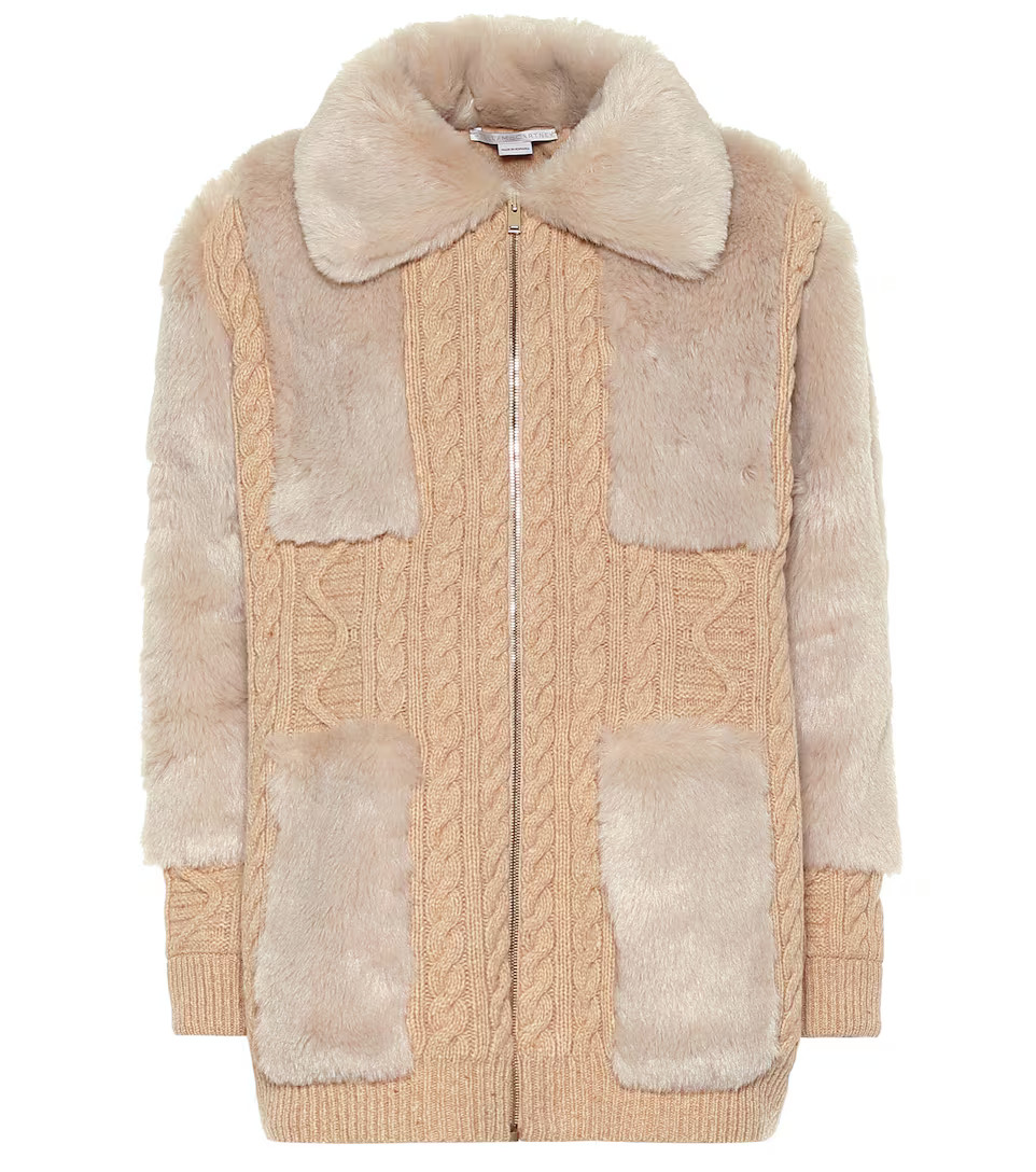 Virgin wool and faux fur cardigan | Mytheresa (INTL)