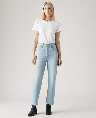 Women's Ribcage High-Rise Straight Ankle Jeans | Macy's