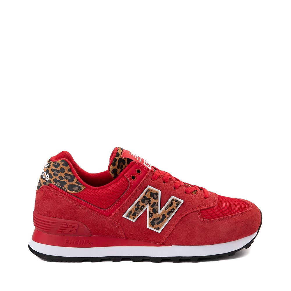 Womens New Balance 574 Athletic Shoe - Red / Leopard | Journeys
