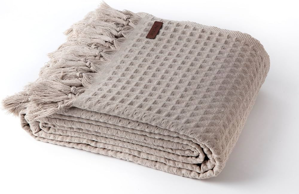 Luxury Waffle Weave Blanket – 100% Turkish Cotton, Ultra-Soft & Lightweight, Oversized All-Seas... | Amazon (CA)