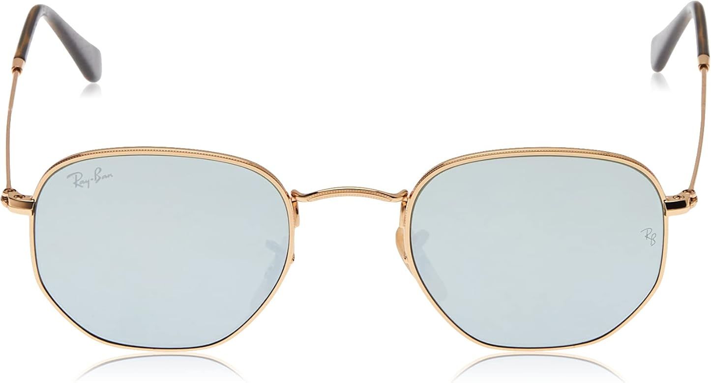 Amazon.com: Ray-Ban RB3548N Hexagonal Flat Lens Sunglasses, Gold/Grey Flash, 54 mm : Clothing, Sh... | Amazon (US)