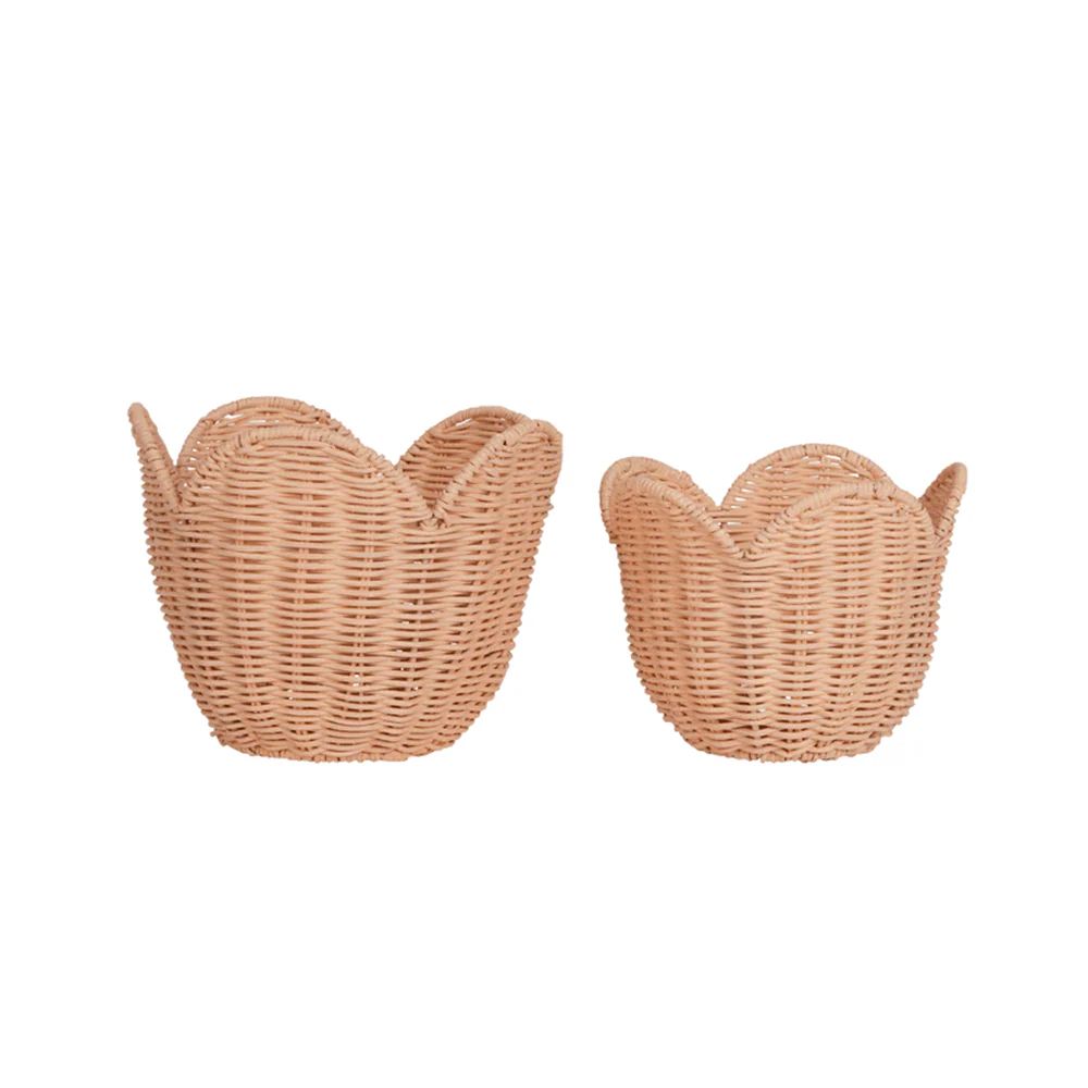 Rattan Lily Basket Set - Seashell Pink | Shop Sweet Lulu