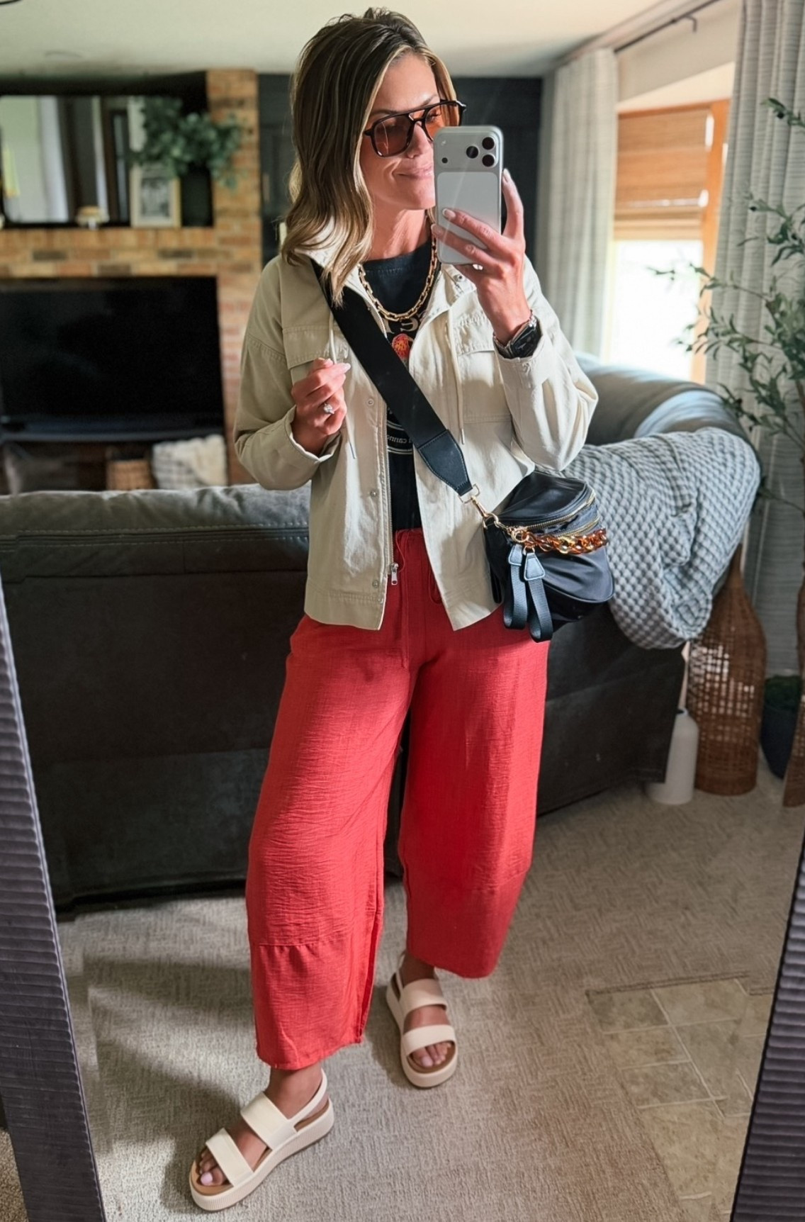 Comfy but make it cute. 
Tee/small shirt ins over sized. 
Pants/ medium 
jacket/ small 

#LTKootd #LTKmomlife #LTKSeasonal