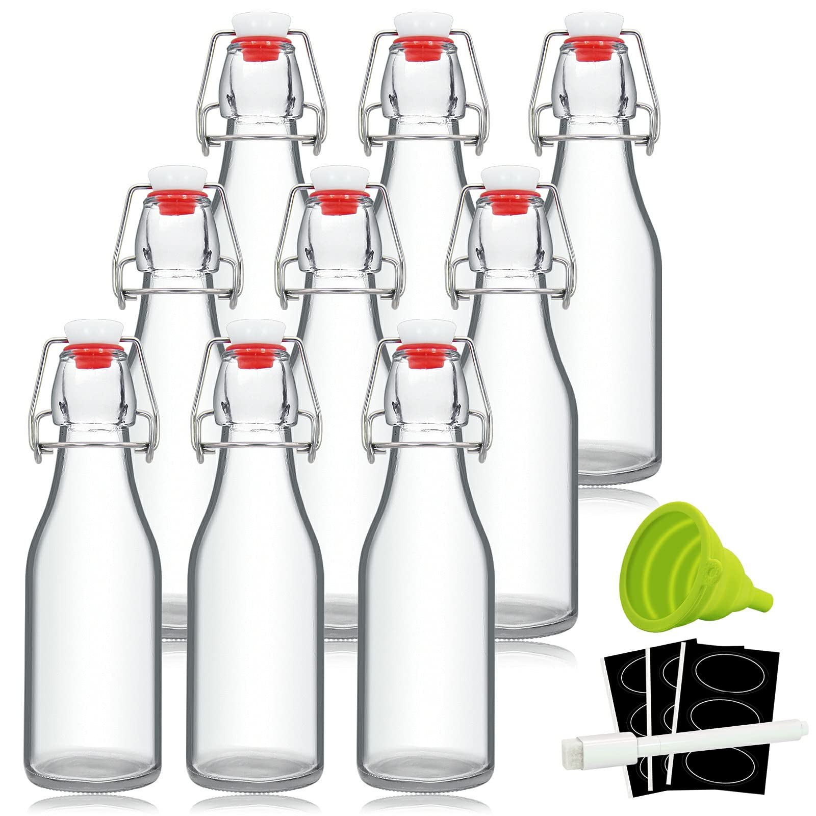 YEBODA 8oz Swing Top Bottles - Glass Beer Bottle with Airtight Rubber Seal Flip Caps for Home Bre... | Amazon (US)