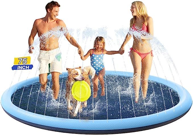PETOCAT Dog Splash Pad, Non Slip Splash Pad Sprinkler for Kids, Kiddie Baby Shallow Pool, Pet Out... | Amazon (US)