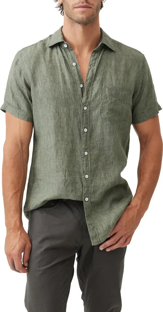 Palm Beach Sports Fit Short Sleeve Linen Button-Up Shirt | Nordstrom