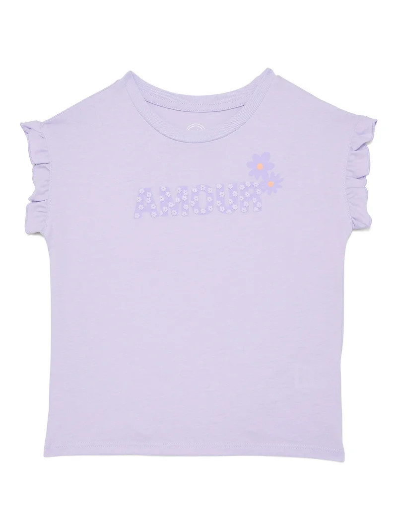 Wonder Nation Girls Ruffle Dolman Tee, Sizes 4-10 | Walmart (US)