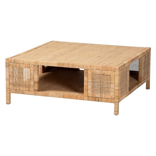 bali & pari Kalimantan Natural Rattan Coffee Table, Light Honey | Amazon (US)