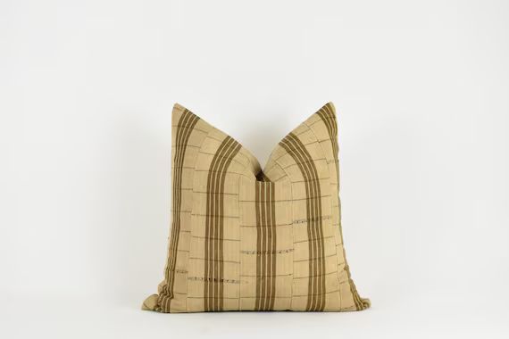 Twix Pillow Vintage Aso oke Brown and Yellow Stripe - California Cool, Modern Farmhouse | Etsy (US)