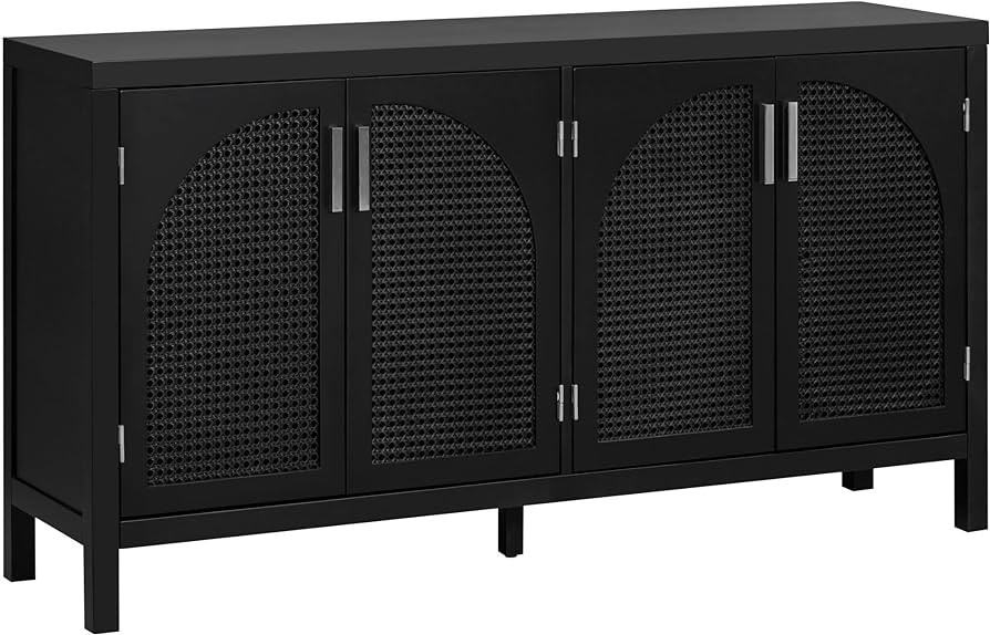 Buffet Sideboard Cabinets with Artificial Rattan Door, Metal Handles, Modern Retro Freestanding A... | Amazon (US)