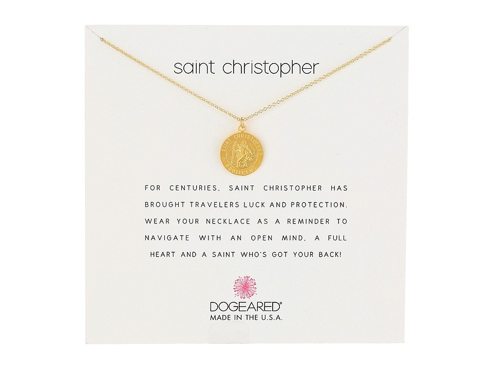 Dogeared - Saint Christopher Travelers Reminder Necklace (Gold Dipped) Necklace | Zappos