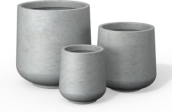 Kante 15.3"+11.6"+8.2" Dia Round Concrete Planter, Large Outdoor Indoor Planter Pots Containers w... | Amazon (US)