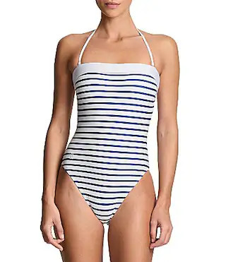 Lauren Ralph Lauren Seaside Stripe Modern Bandeau One Piece Swimsuit - 16 | Dillard's