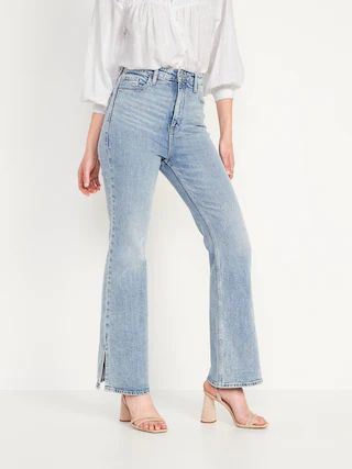 Higher High-Waisted Side-Slit Flare Jeans for Women | Old Navy (US)