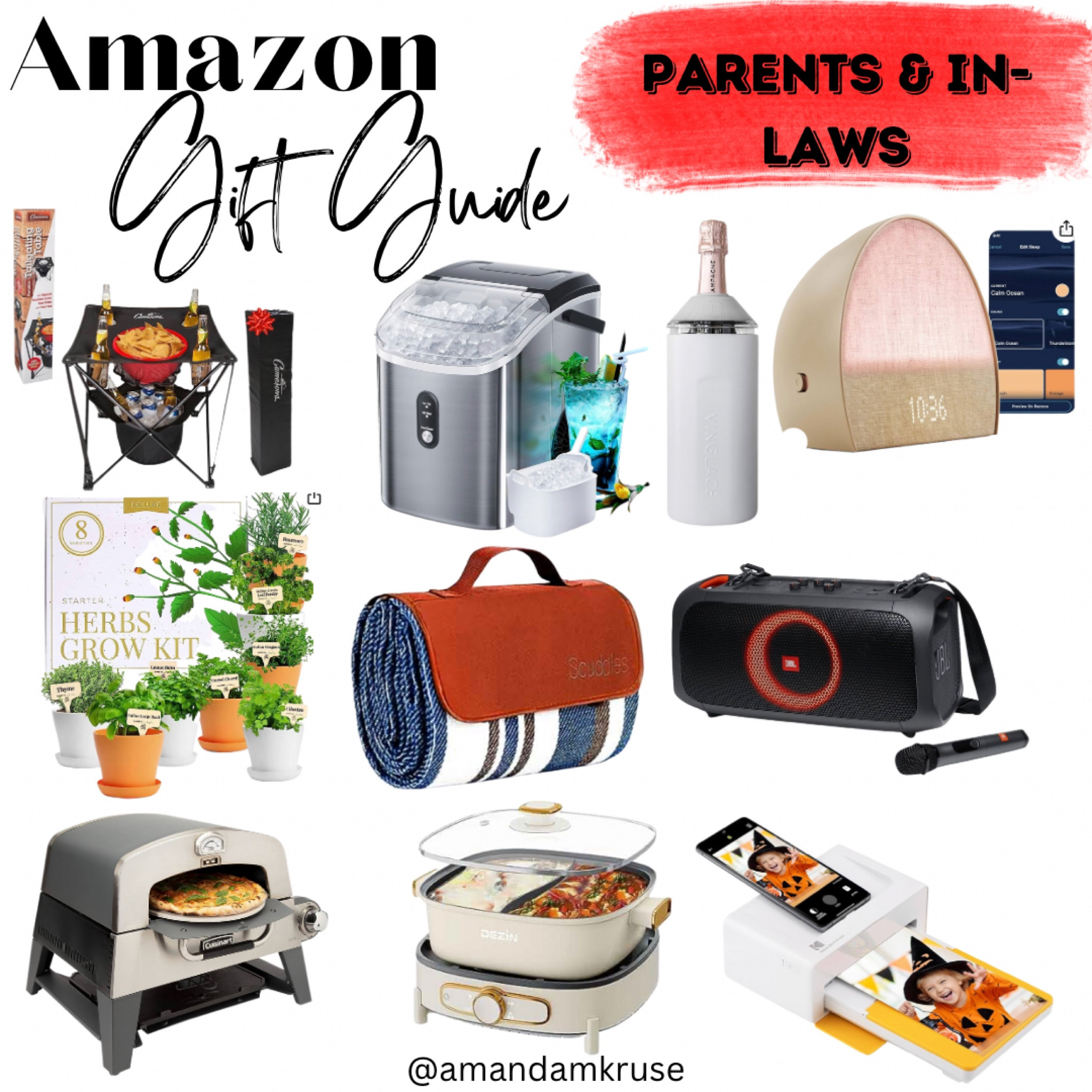 Gift guide for parents & in-laws. 

Gifts for parents, gifts for in-laws, tailgating table, nugget ice maker, wine chiller, alarm clock, sound machine, herb garden kit, picnic blanket, portable Bluetooth speaker, pizza oven, crockpot divider, instant photo printer 

#LTKfindsunder100 #LTKCyberWeek #LTKGiftGuide