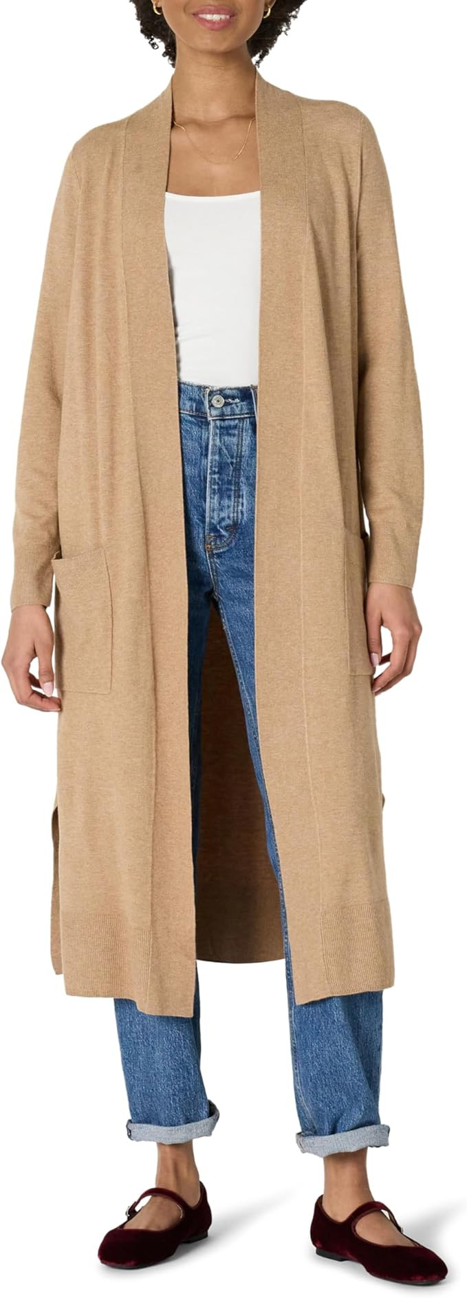 Amazon Essentials Women's Regular Fit Lightweight Duster Length Cardigan Sweater | Amazon (US)