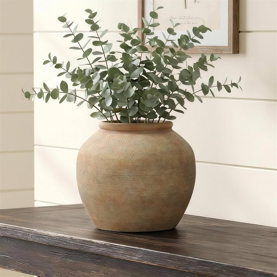 10 Inch Rustic Brown Terracotta Round Flower Pot | Amazon (US)