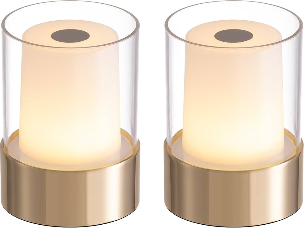 Cordless Small Candle Table Lamp, Modern Portable 3 Levels Brightness LED Desk Lamps, Rechargeabl... | Amazon (US)