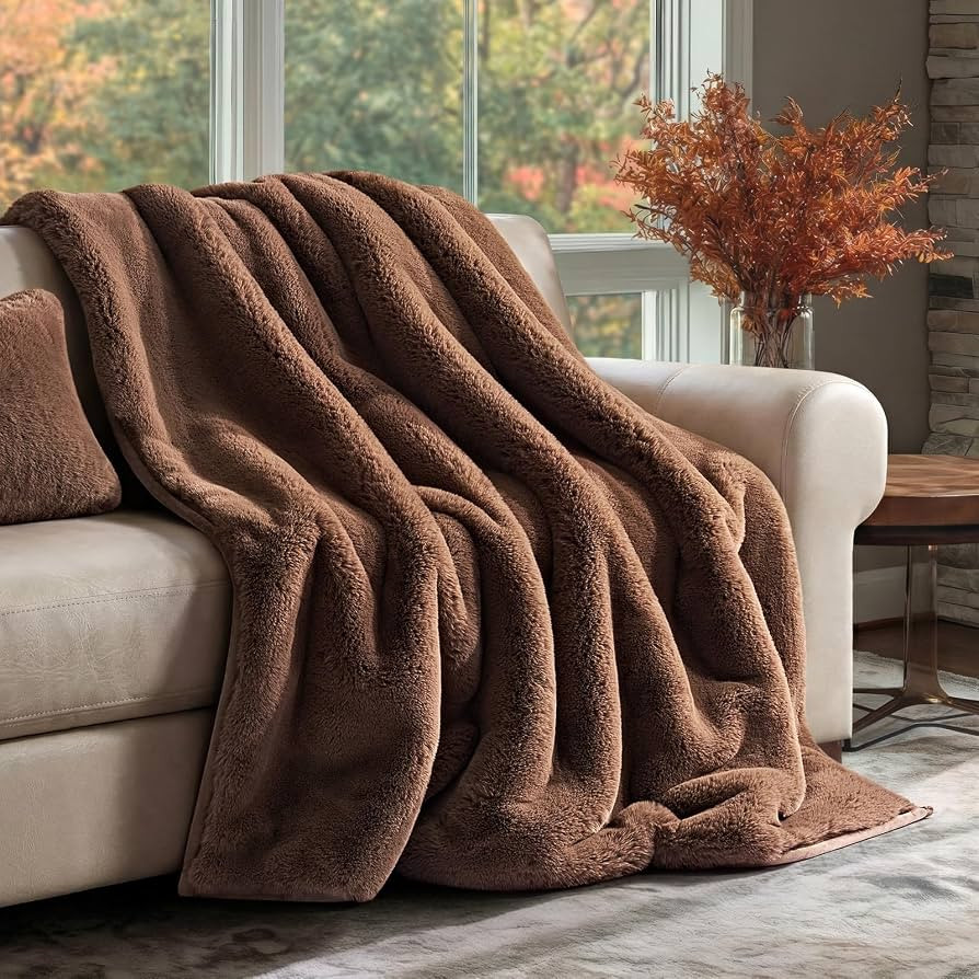 EVERGRACEHOME Luxury Soft Faux Chinchilla Fur Throw Blanket for Couch, Warm Thick Heavy Winter Th... | Amazon (US)