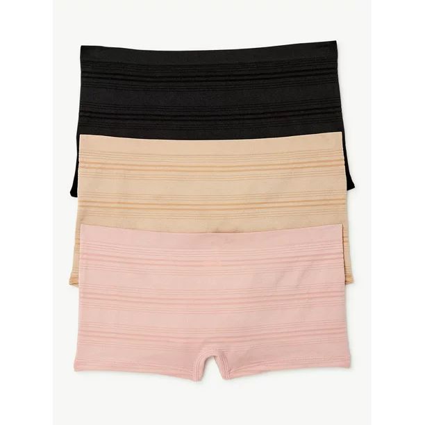 Joyspun Women's Sheer Stripe Seamless Boyshort Panties, 3-Pack, Sizes S to 3XL - Walmart.com | Walmart (US)