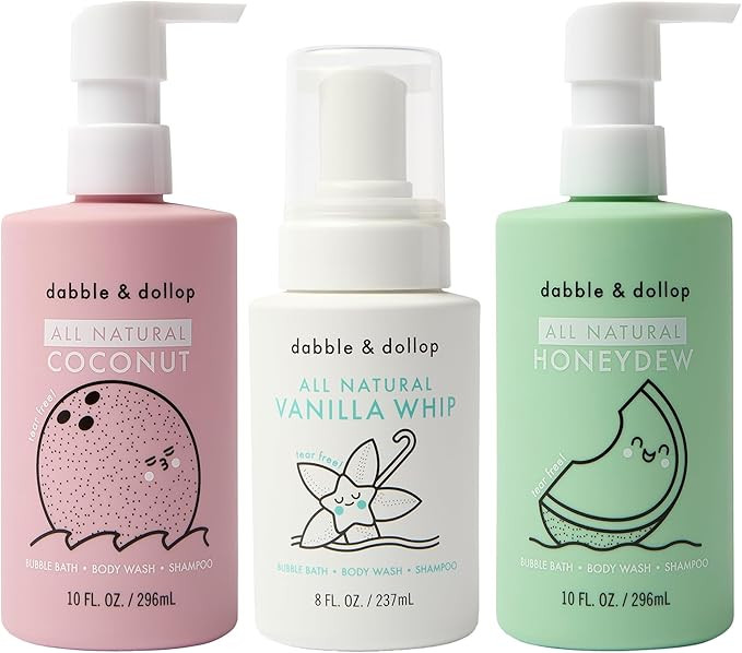 Dabble & Dollop Beachy Bundle, Natural Bubble Bath, Body Wash, Shampoo for Kids, Paraben & Sulfat... | Amazon (US)