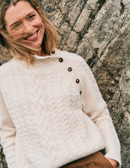 Amara Merino Cable Jumper-Warm Ivory | Boden UK