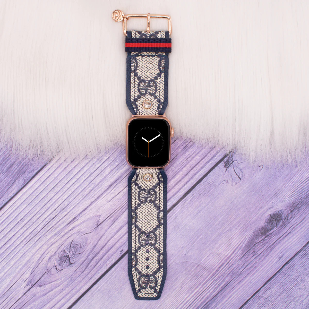 Upcycled Blue Webbed GG Customizable Watchband | Sparkl