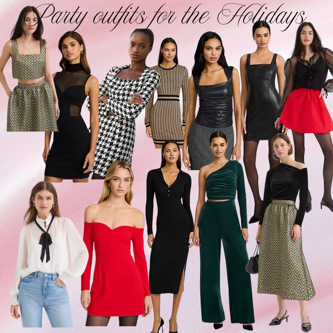 Party outfits for Christmas parties and New Years! Love the black, gold and red! #loft #christmas #christmasdress #christmasparty #partydress #nyedress #nyeoutfit #partyoutfit #holidayseason 

#LTKHoliday #LTKCyberWeek #LTKFindsUnder100