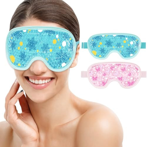 SEIWEHIDO Cooling Eye Mask Cold Eye Compress Mask for Puffy Eyes, Reusable Eye Ice Pack Gel Ice Eye Mask for Tired Eyes, Eyes Surgery, Migraines, Stress Relief, Itchy Eyes, Skin Care, Eye Spa 2PCS | Amazon (US)
