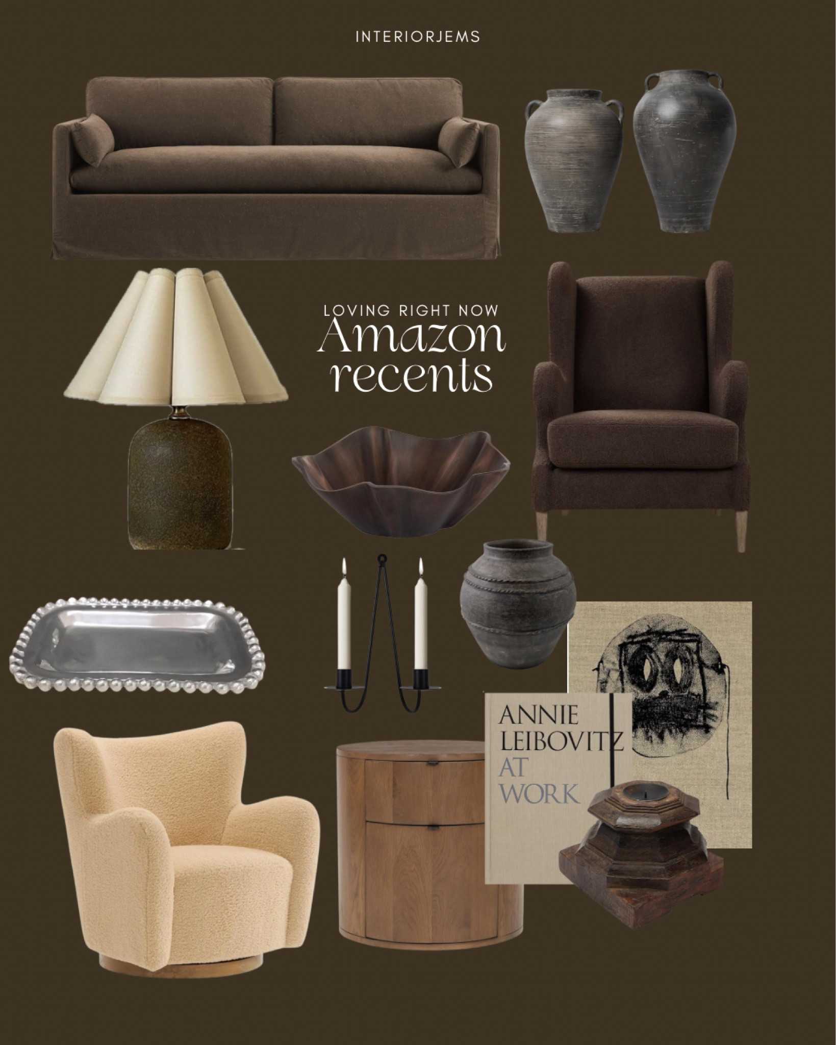 Amazon recently viewed, table, lamp, vintage style lamp, wall, sconces, accent chair, brown lounge, chair, lighting, home decor from Amazon, coffee, table, books, brown sofa, living room, furniture, living room, de

#LTKSaleAlert #LTKHome #LTKStyleTip