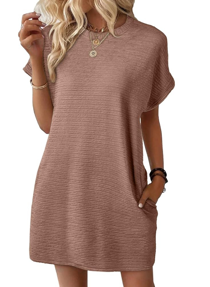 EVALESS Womens Summer Dresses Fashion 2025 Short Sleeve Spring Mini Dress Casual Beach Vacation C... | Amazon (US)