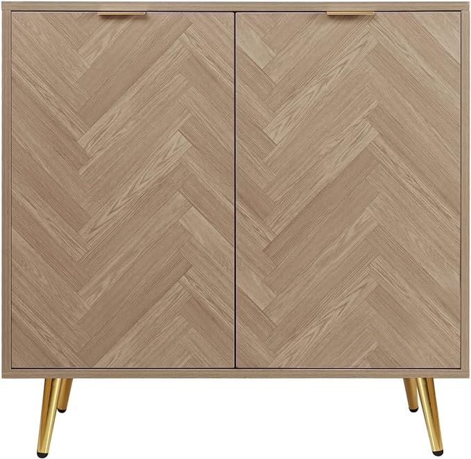 Anmytek Modern Sideboard Buffet Cabinet, Natural Oak Accent Cabinet with 2 Doors and Adjustable S... | Amazon (US)