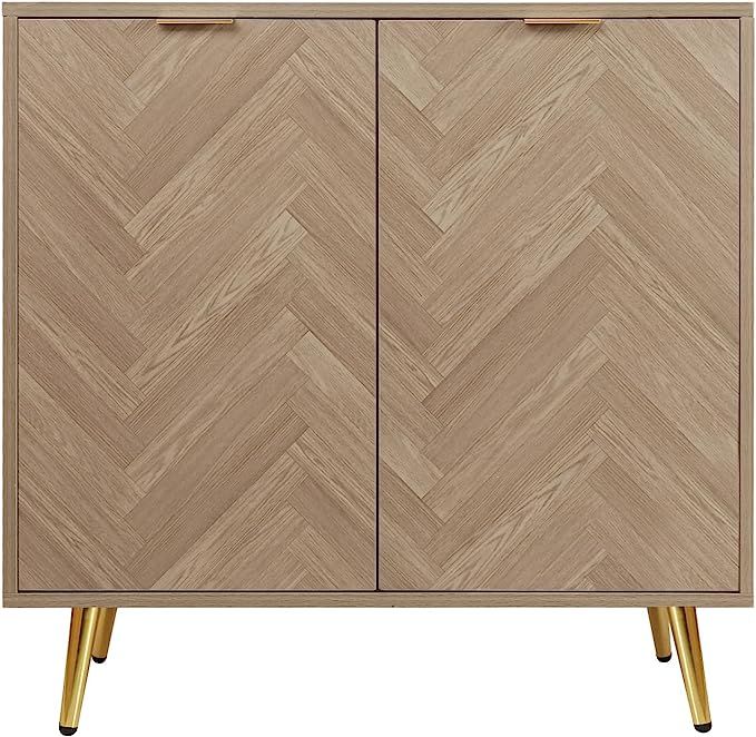 Anmytek Modern Sideboard Buffet Cabinet, Natural Oak Accent Cabinet with 2 Doors and Adjustable S... | Amazon (US)
