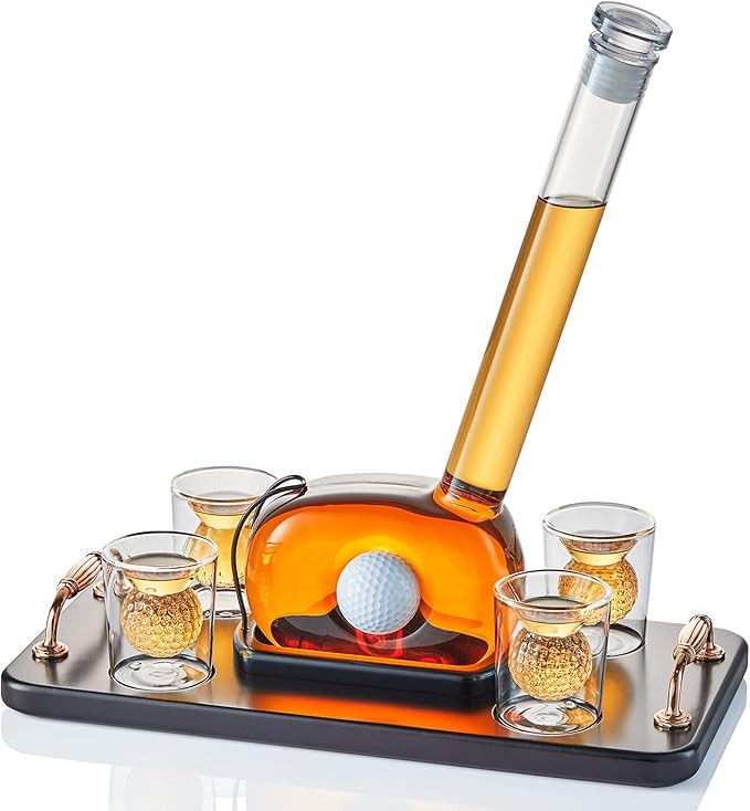 Golf Whiskey Decanter Set with 4 Golf Ball Shot Glasses, Unique Golf Gifts for Men Women, 750ml G... | Amazon (US)