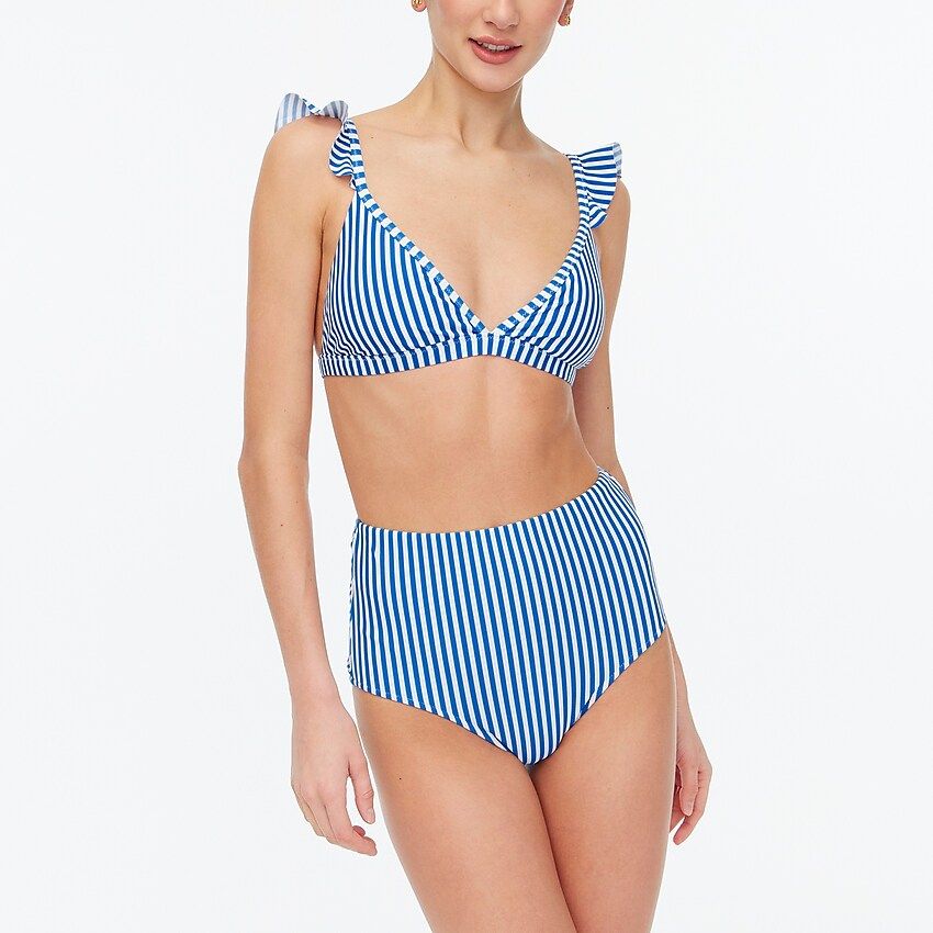 Striped high-waisted bikini bottom | J.Crew Factory