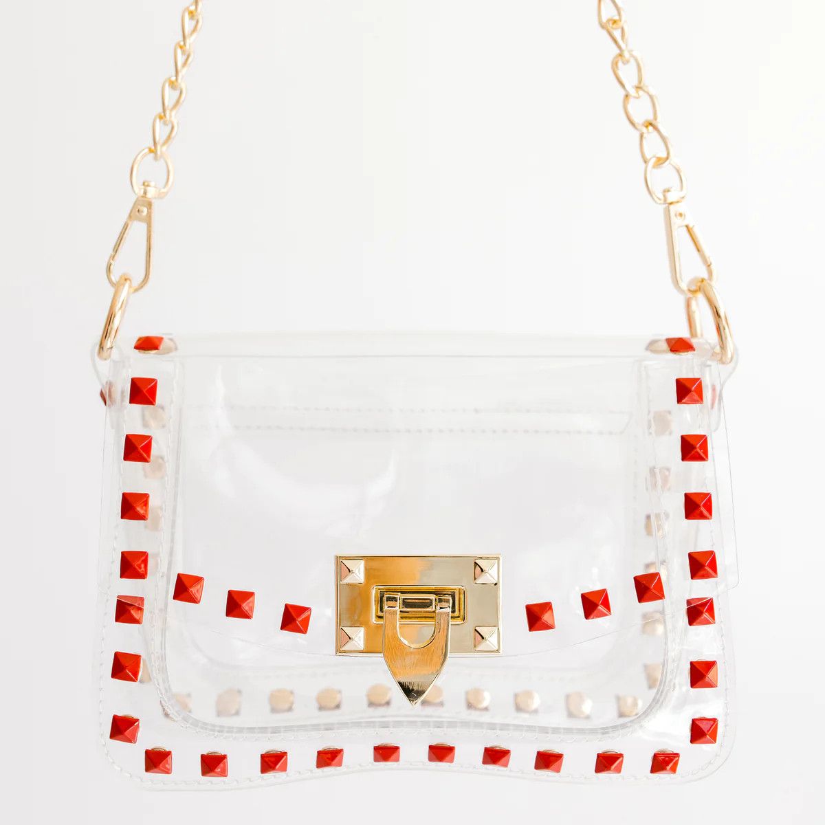 The Jackie in Red & Gold | Clearly Handbags