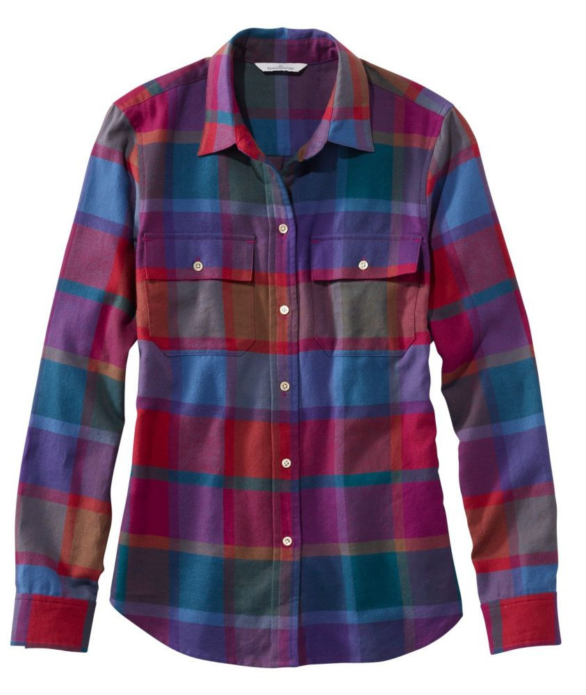 Women's Signature Lightweight Flannel Shirt, Plaid Red Small | L.L. Bean