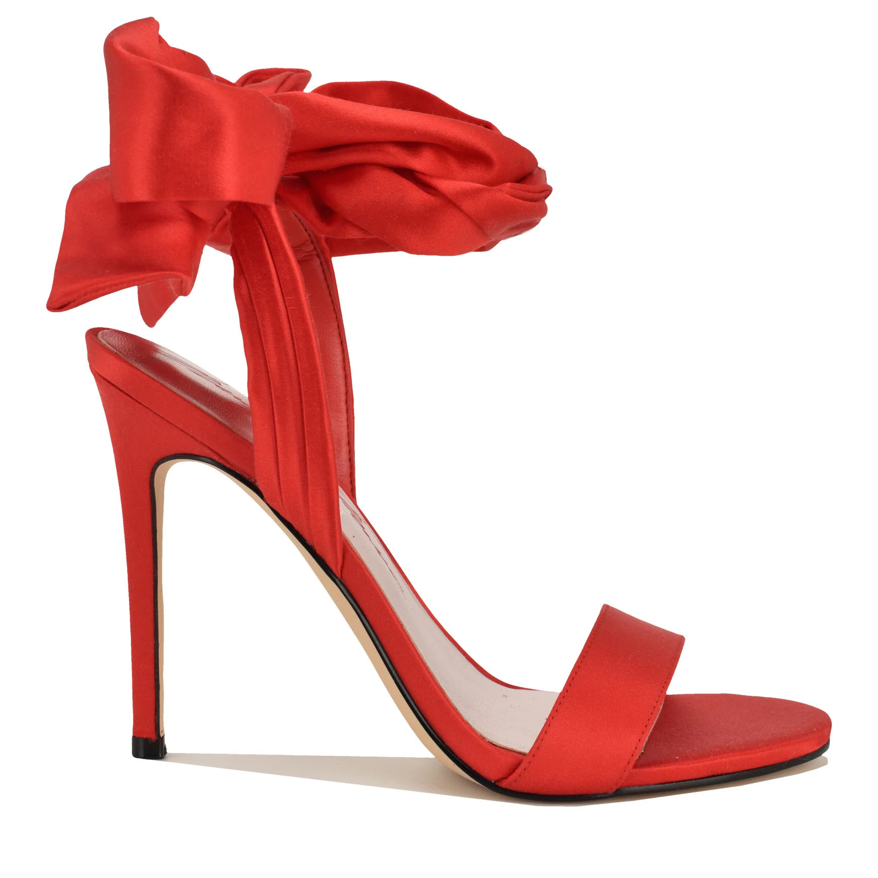 Women's Marilyn Monroe M-Monroe Ankle Wrap Satin Sandals - Red Satin | Nine West | Nine West (US)