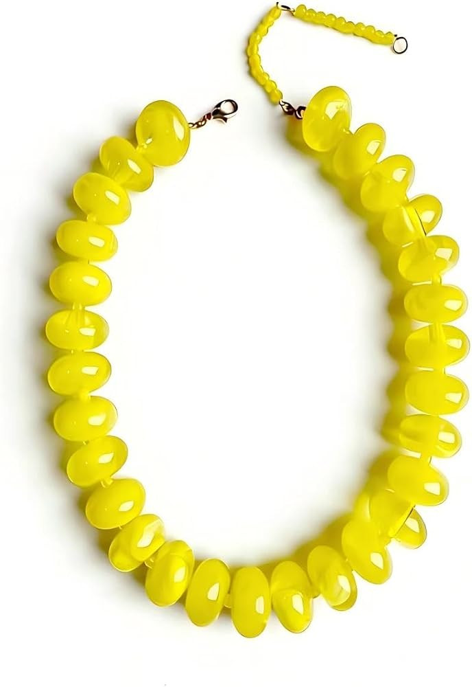 Chunky Beaded Statement Necklace for Women, Colorful Rondelle Bead, Bohemian Style, Adjustable Length, Summer Beach Accessory | Amazon (US)