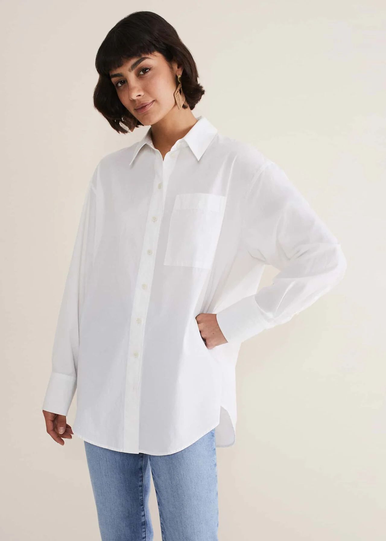 White Cotton Oversized Shirt | Phase Eight (UK)