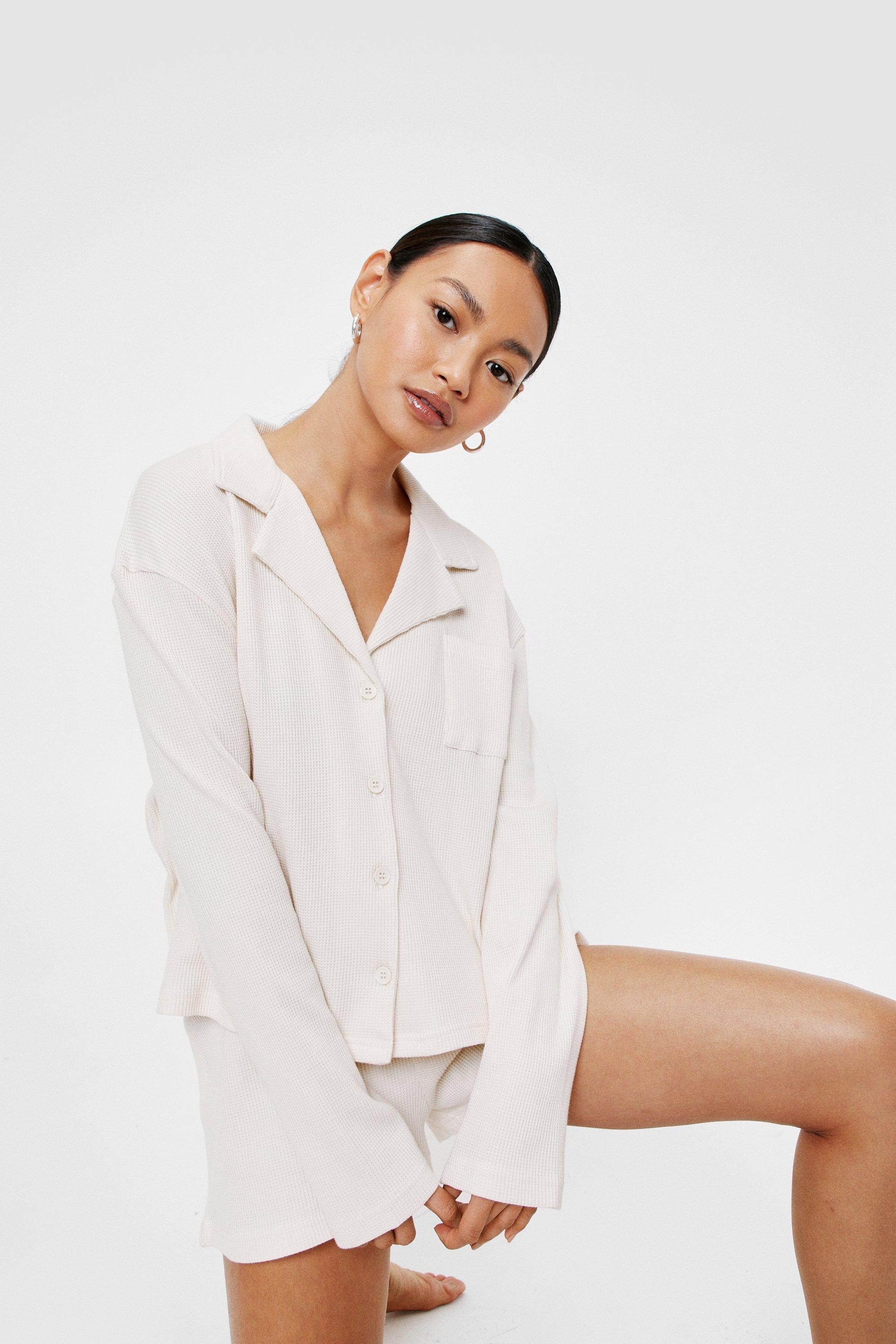 Oversized 3 Pc Pajama Shorts and Scrunchie Set | Nasty Gal (US)