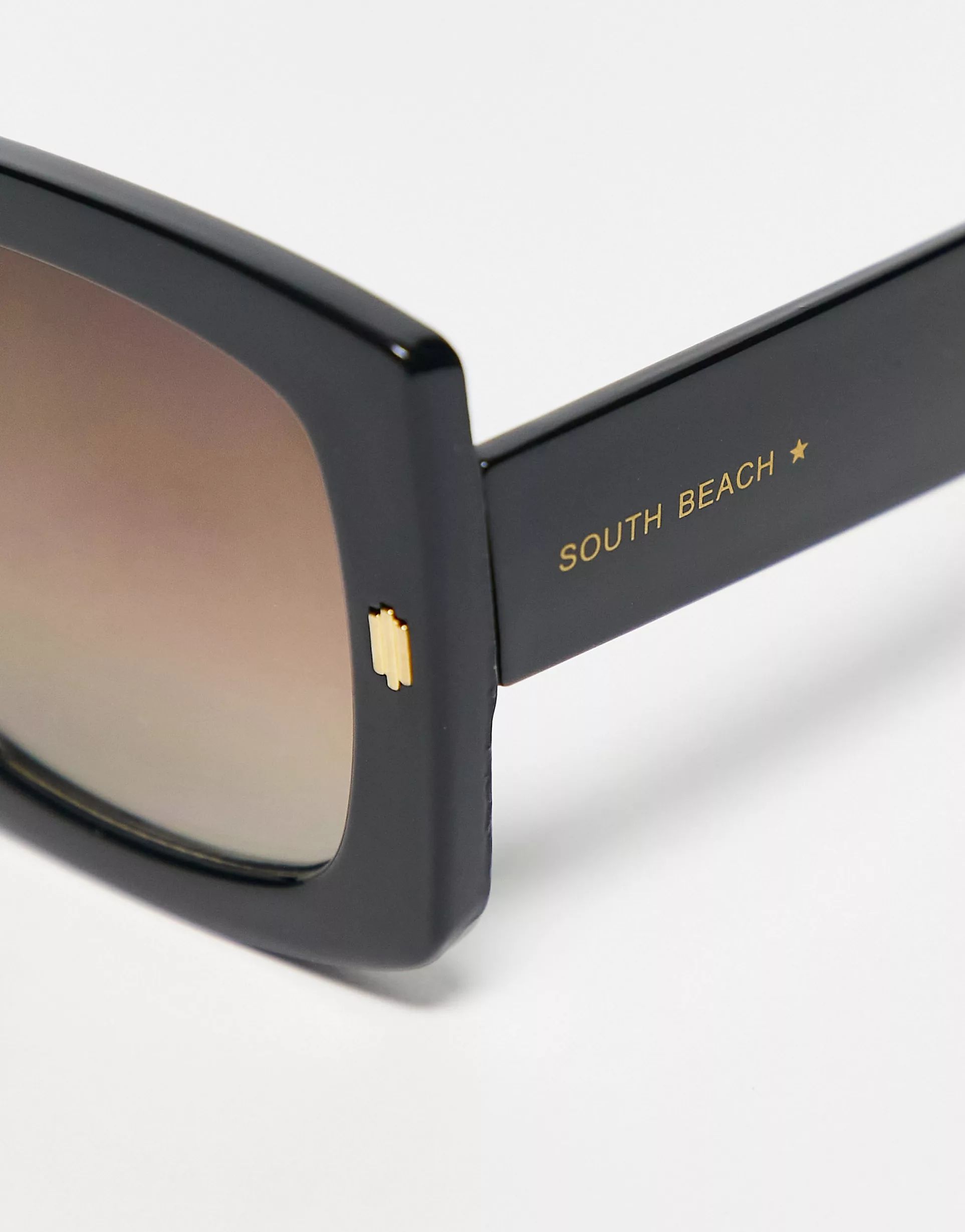 South Beach – Eckige Oversized-Sonnenbrille in Schwarz | ASOS (Global)