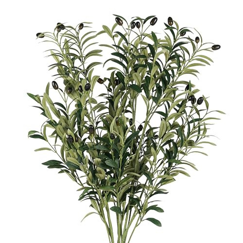 HomeKaren Olive Stems 3 Pcs 39 inch Artificial Olive Green Leaves Picks, Spring Branches Decor for Vase, Greenery Vase Filler Home Decoration Indoor | Amazon (US)