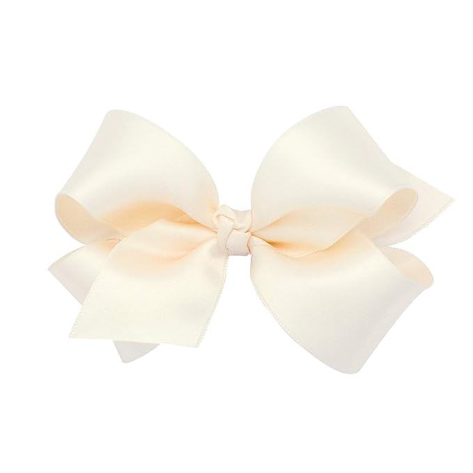 Wee Ones Girls' Classic French Satin Hair Bow on a WeeStay Clip and Knot Wrap, Medium, Ecru | Amazon (US)