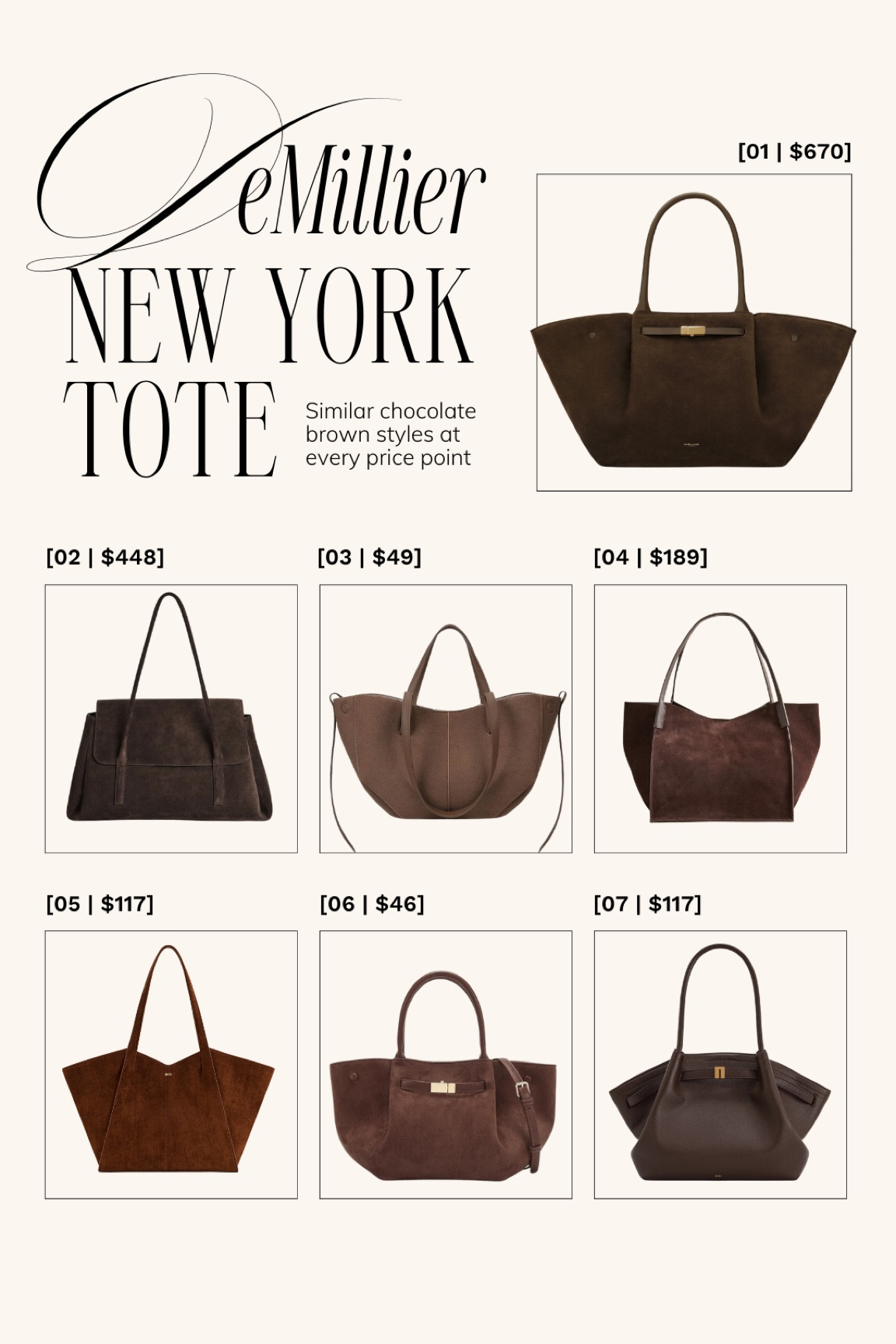 DeMillier New York shoulder bag tote and similar styles at different price points! 〰️ suede bag, chocolate suede bag, brown suede bag, chocolate brown bag, tote bag

#LTKSaleAlert #LTKStyleTip #LTKItBag