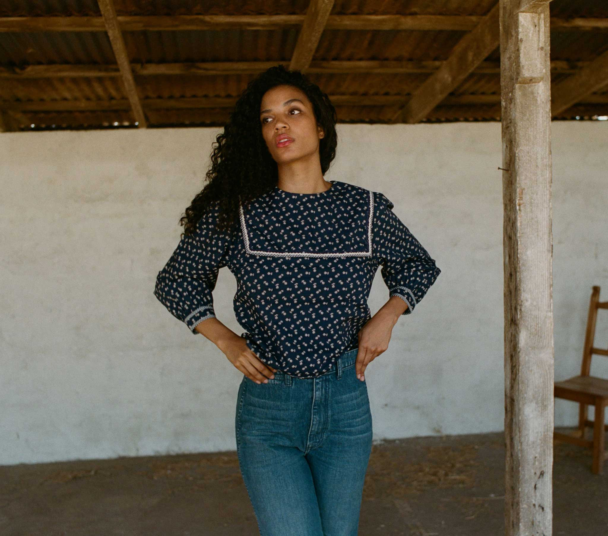 RENOIR TOP - INDIGO CALICO | DÔEN | DOEN