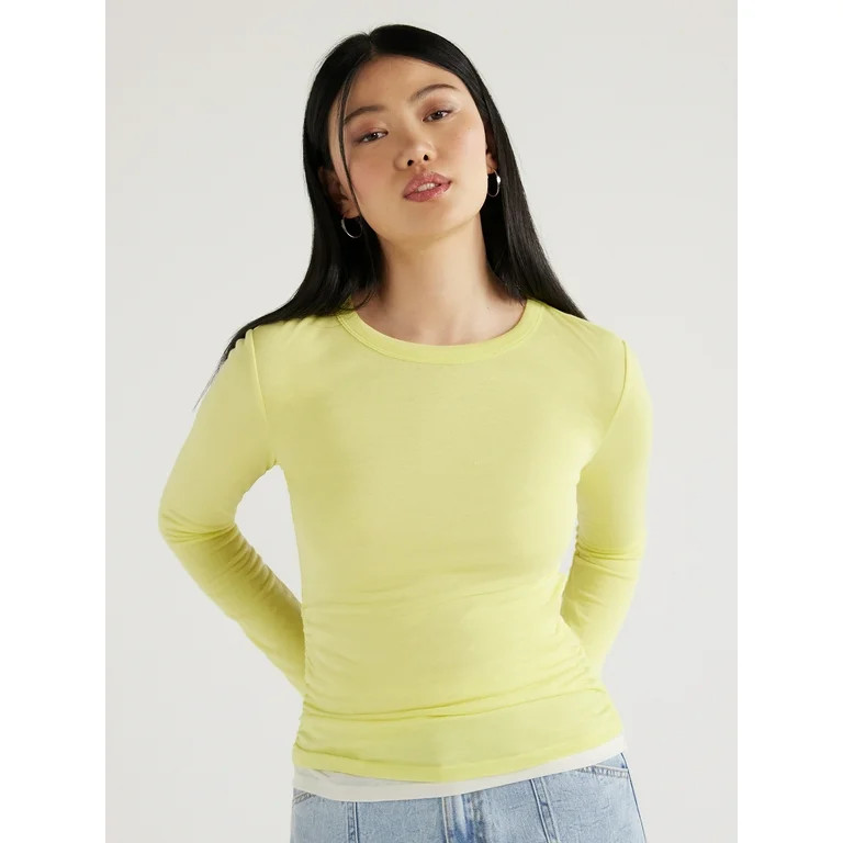 Scoop Women’s Layered Tee with Long Sleeves, Sizes XS-XXL | Walmart (US)