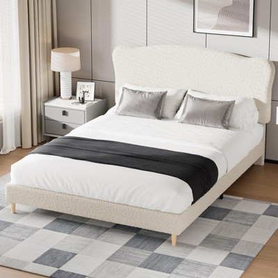 Upholstered Queen Bed Frame with Soft Headboard – Low Profile Platform Bed, Heavy Duty Wooden Slats, Noise Free, No Box Spring Needed, Beige | Target